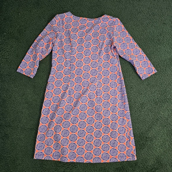 Katherine Way Womens Orange Blue Geometric Medallion Shift Dress Size M USA Made - Picture 8 of 9